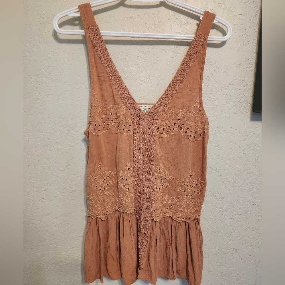 American Eagle Outfitters Rust Top with Lace Detail